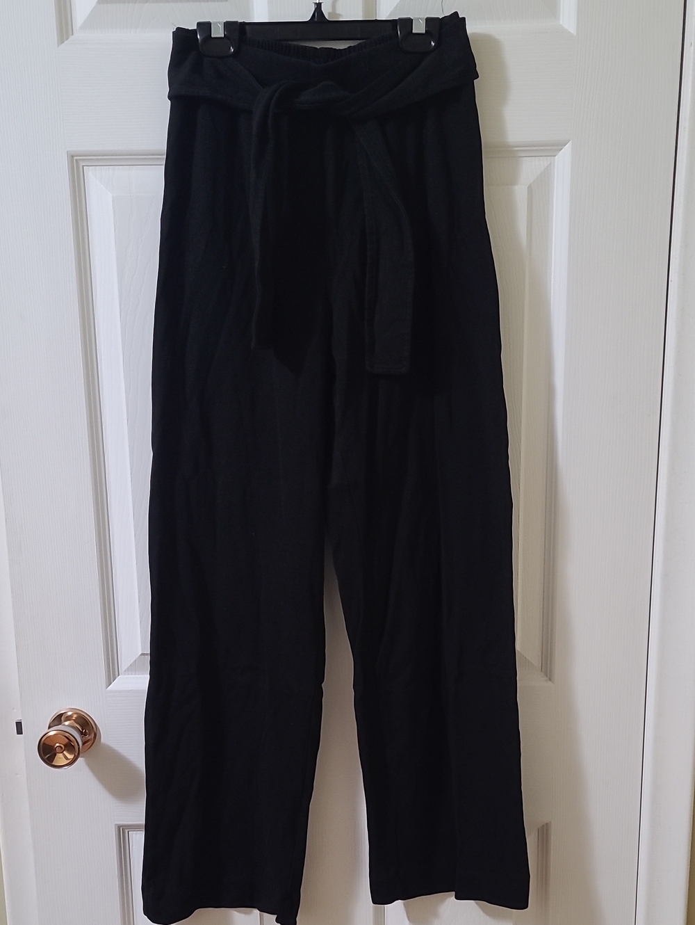 Zara Black Wide-Leg Paperbag Waist Pants Tie